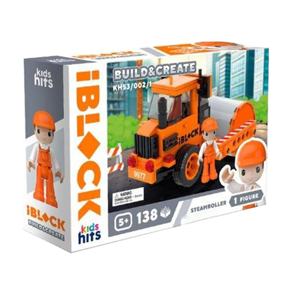 Дитячий конструктор iBlock Junior Build &amp; Create Асфальтоукладач, 138 елементів, від 5 років, 24*6*16 см (KH53/002/1)