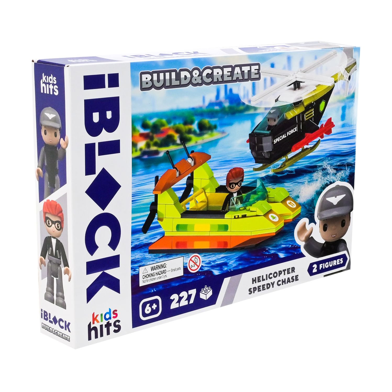 Дитячий конструктор iBlock Junior Build &amp; Create Helicopter Speedy Chase, 227 елементів, 2 фігурки, від 6 років, 32*21.5*5 см (KH42/004/1)
