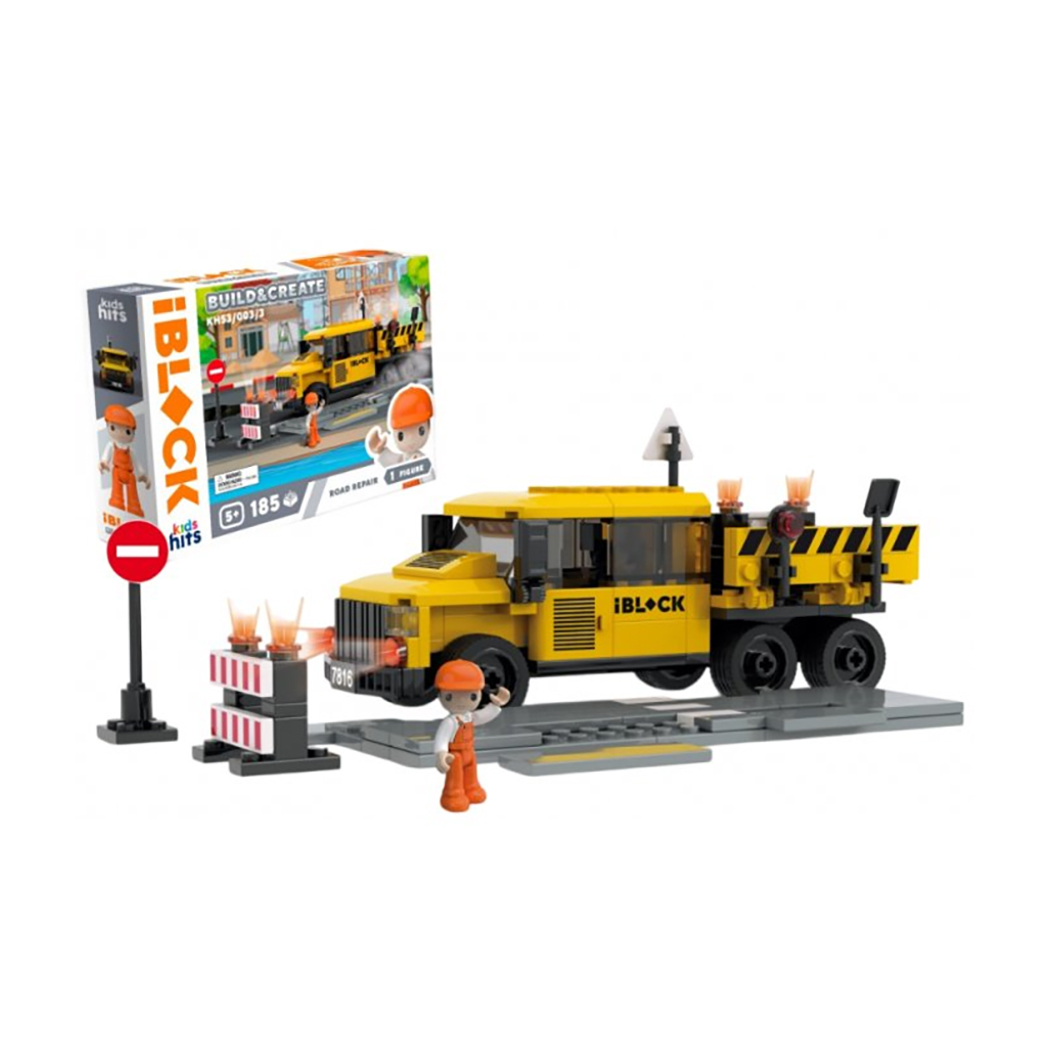 Дитячий конструктор iBlock Junior Build &amp; Create Ремонт дороги, 185 елементів, від 5 років, 32*5*21.5 см (KH53/003/3)