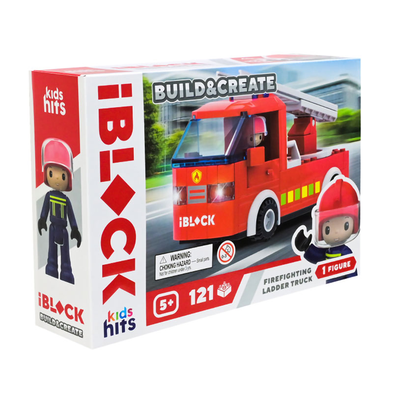Дитячий конструктор iBlock Junior Пожежна машина, 121 елемент, від 5 років, 24*16*6 см (KH43/001/1)